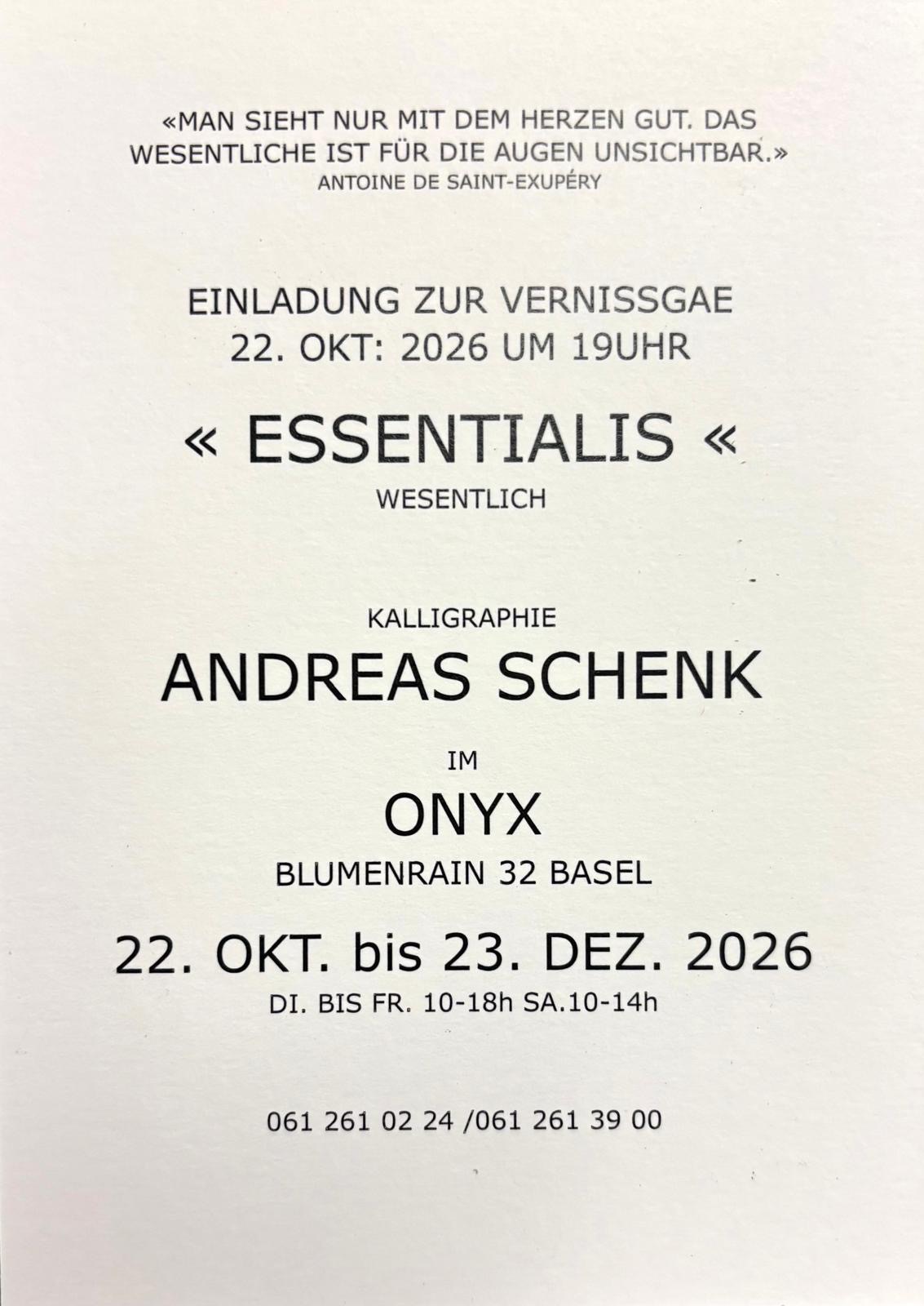 ESSENTIALIS – wesentlich – Rückseite des Flyers