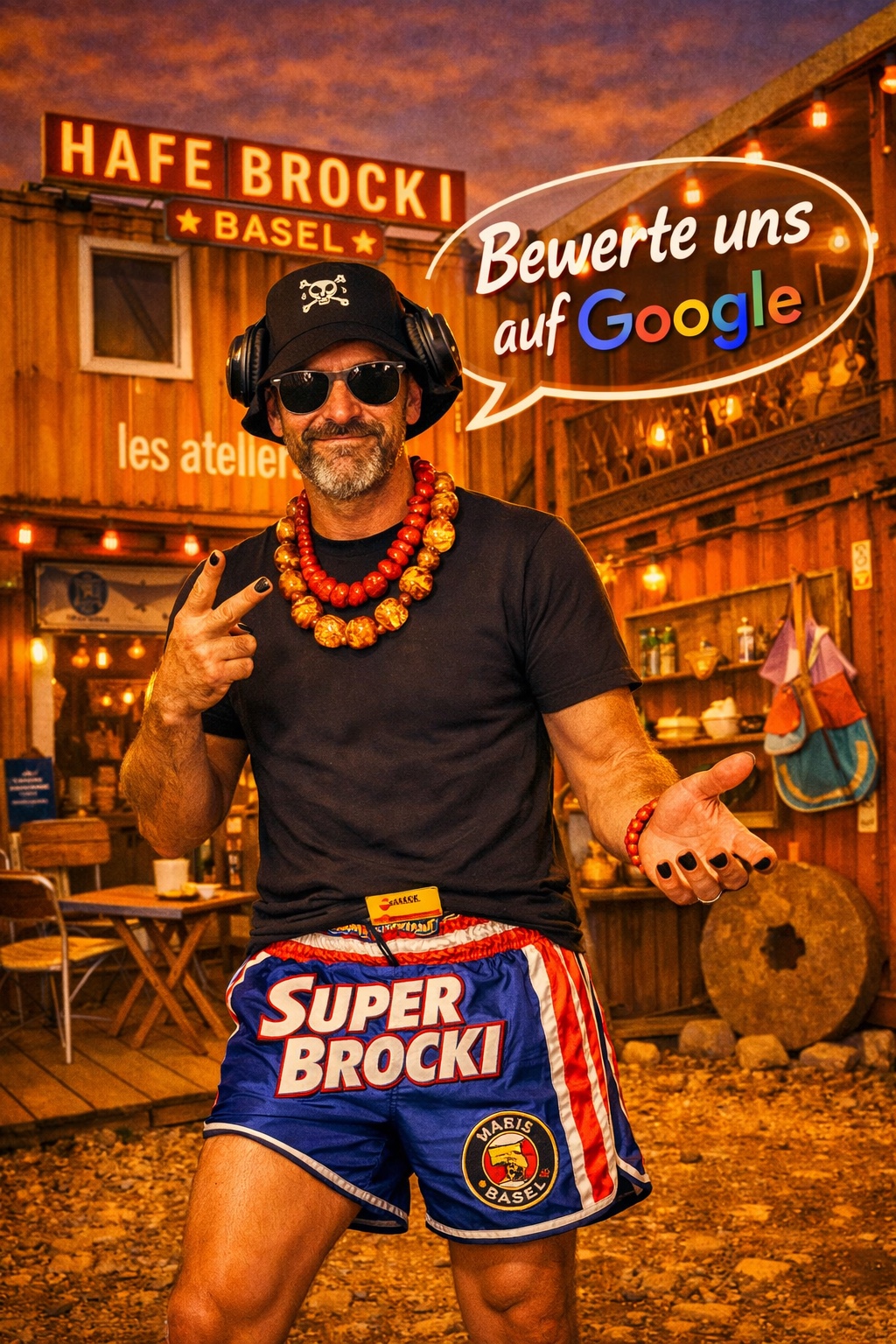 Hafe-Brocki-Plakat mit Einladung zu einer Google-Bewertung
